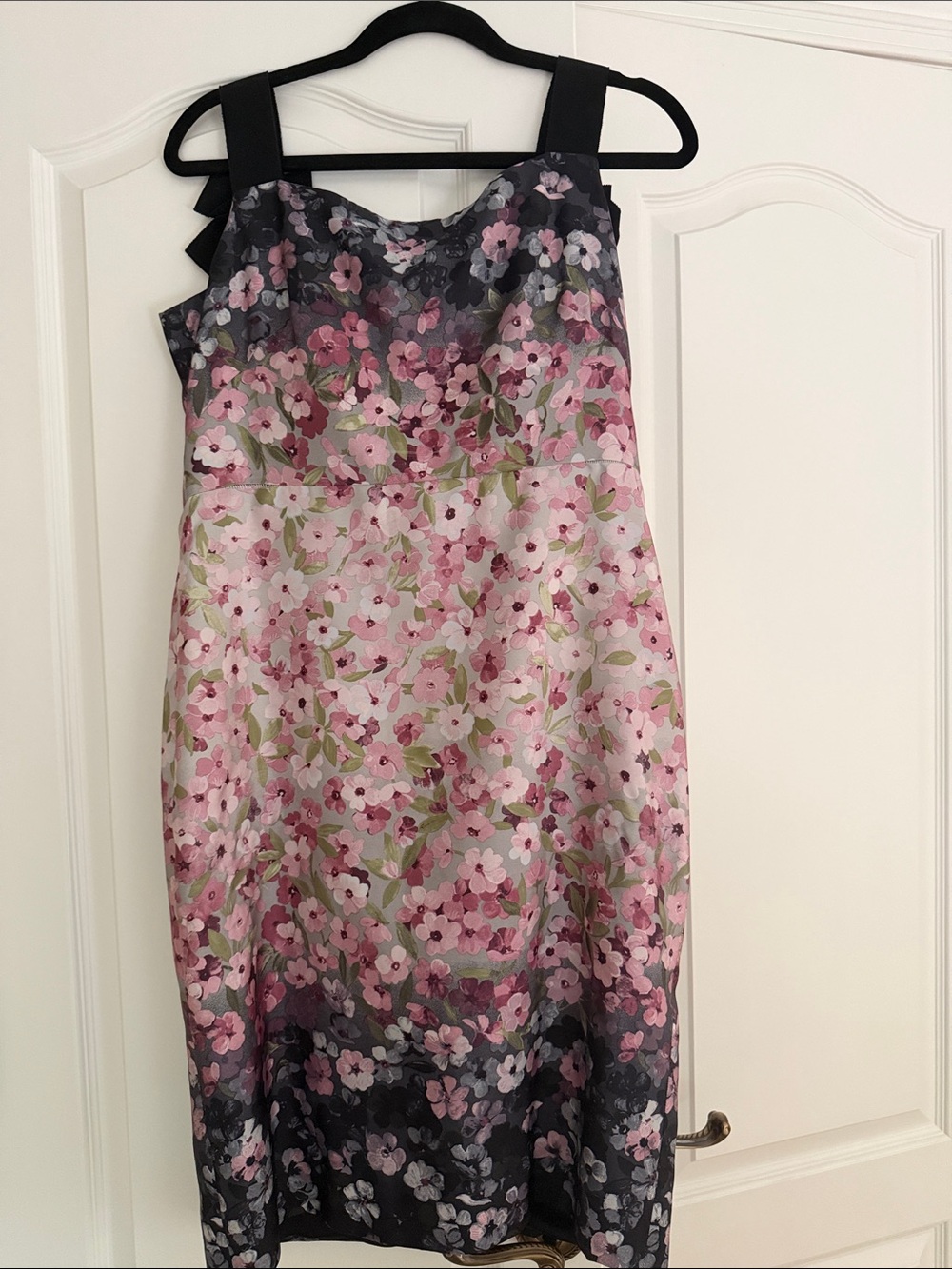 Valentino Floral Print Silk Slip Dress in Pink and Black